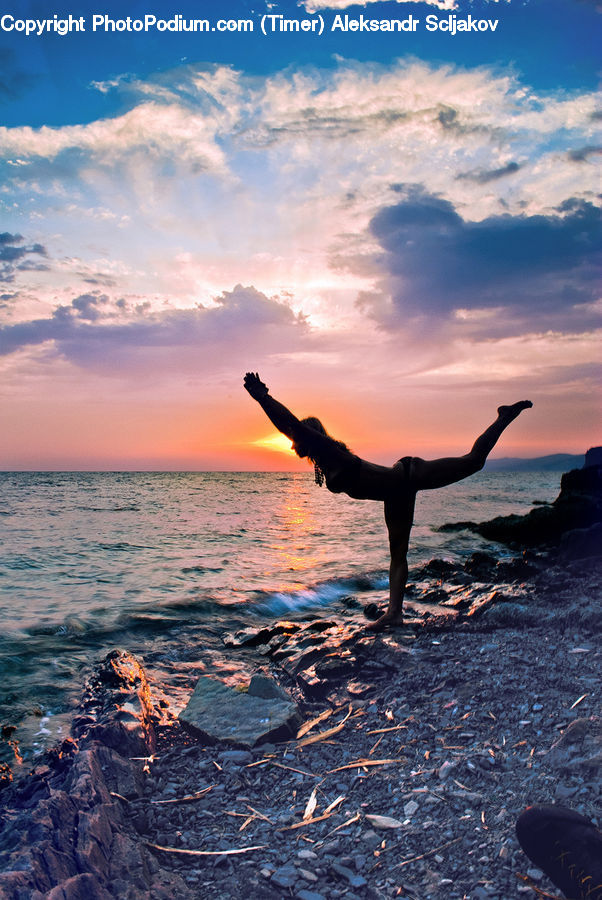 Fitness, Leisure Activities, Stretch, Yoga, Dance, Dance Pose, Ocean