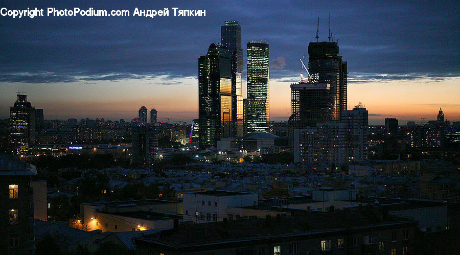 City, Downtown, Metropolis, Urban, Dawn, Dusk, Red Sky