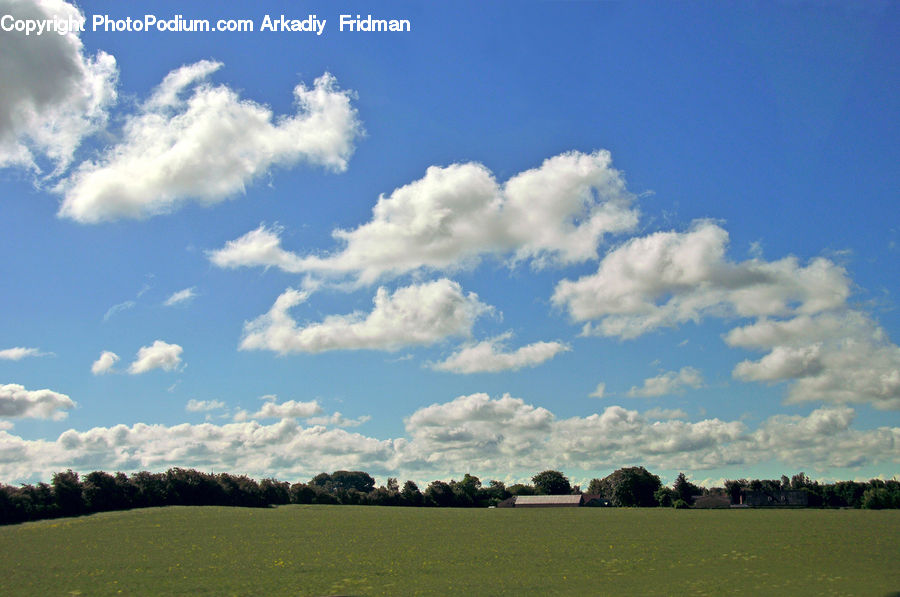 Azure Sky, Cloud, Outdoors, Sky, Cumulus, Field, Grass