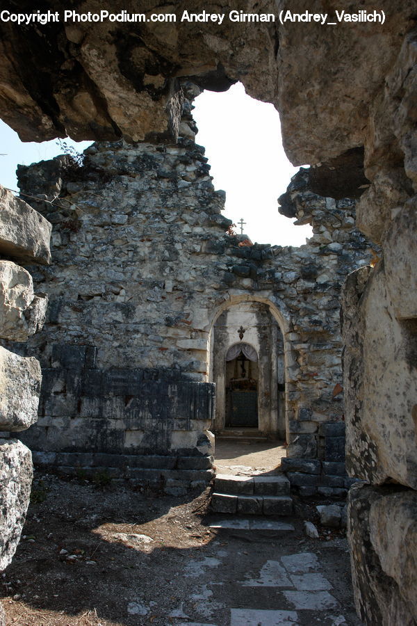 Ruins, Arch, Cliff, Outdoors, Rock, Castle, Fort