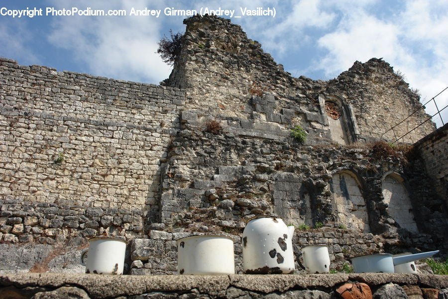 Ruins, Castle, Fort, Rock, Granite, Marble, Bucket