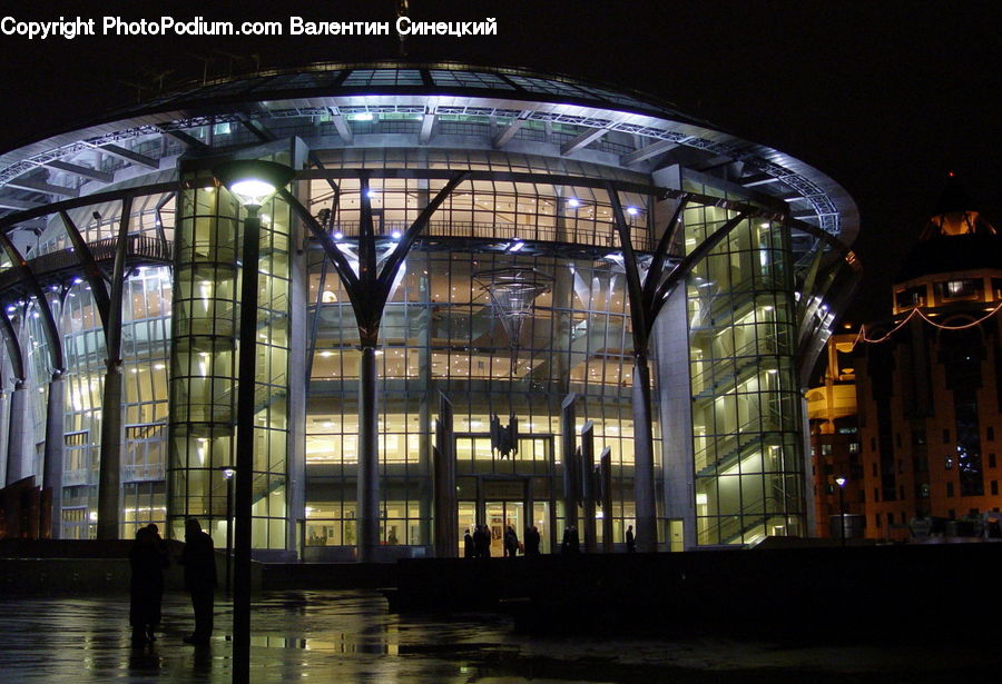 Architecture, Convention Center, Night, Outdoors, Lighting, Building, Office Building