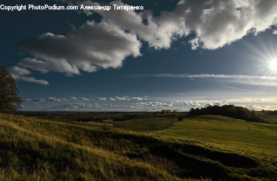 Cloud, Cumulus, Sky, Field, Grass, Grassland, Land