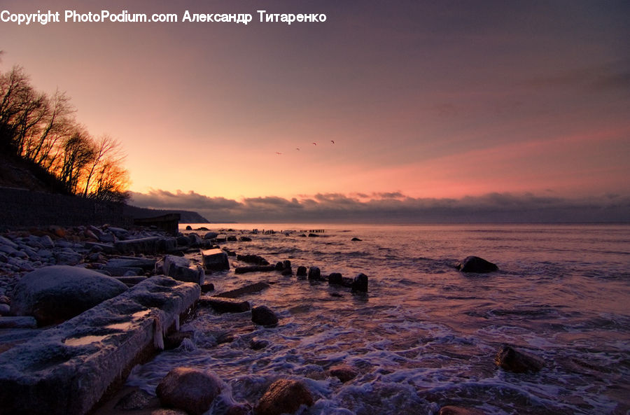 Rock, Dawn, Dusk, Sky, Sunrise, Sunset, Coast