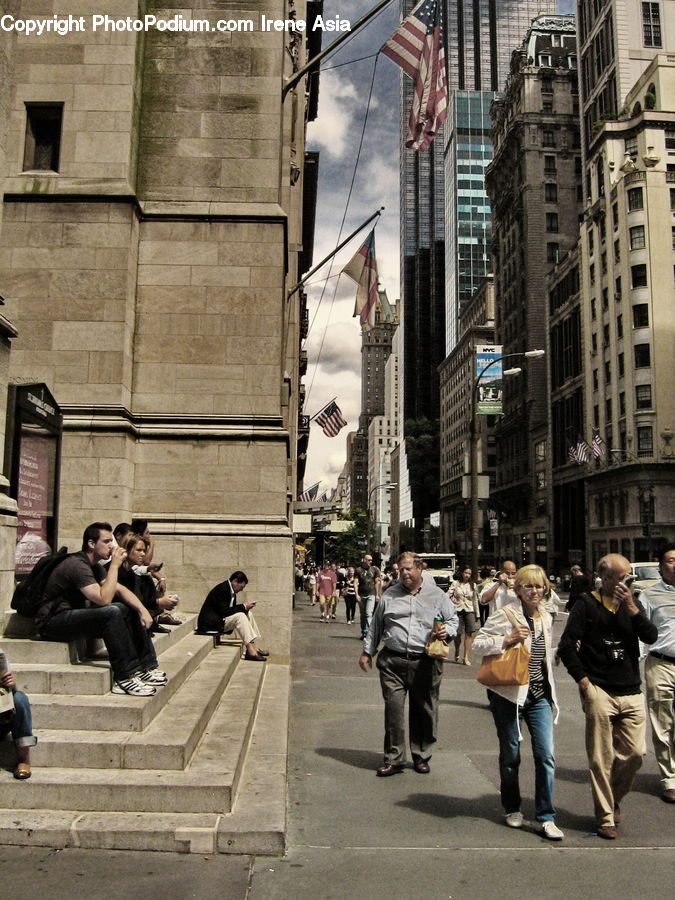 People, Person, Human, Bench, Crowd, City, Downtown