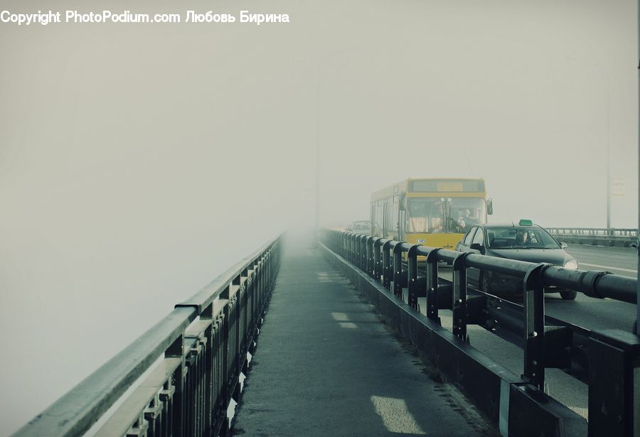 Fog, Bus, Vehicle, Train, Bridge, Automobile, Car