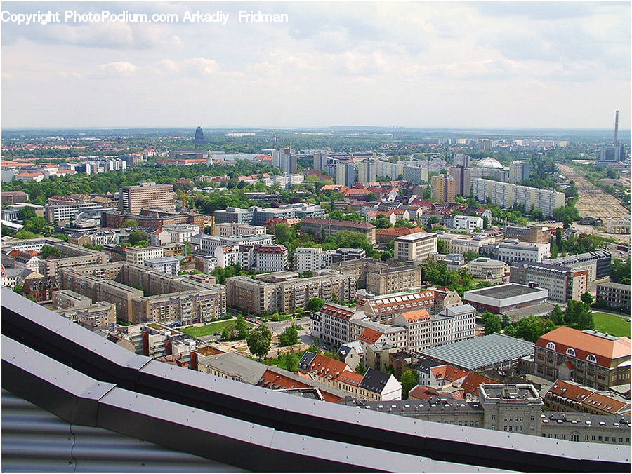 Aerial View, City, Downtown, Metropolis, Urban, Roof, Building
