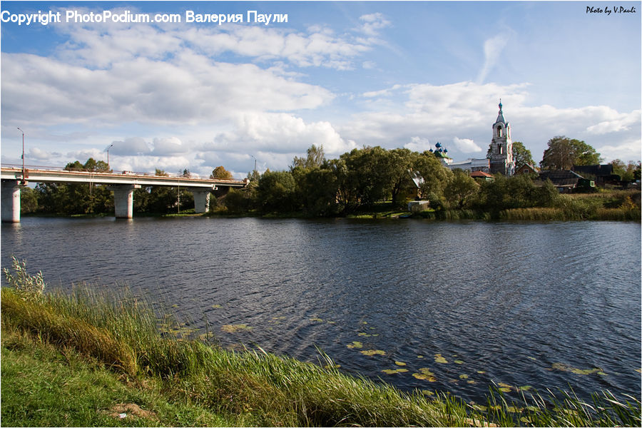 Bridge, Architecture, Tower, Freeway, Overpass, Lake, Outdoors