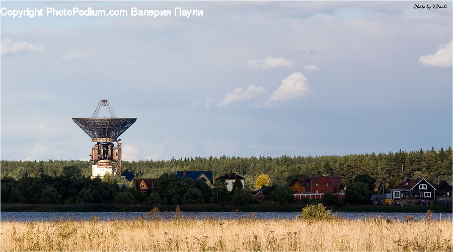 Antenna, Radio Telescope, Telescope, Building, Cottage, Housing, Grass