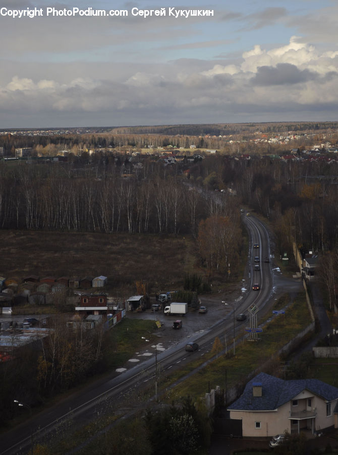 Aerial View, Freeway, Road, Building, Cottage, Housing, Villa