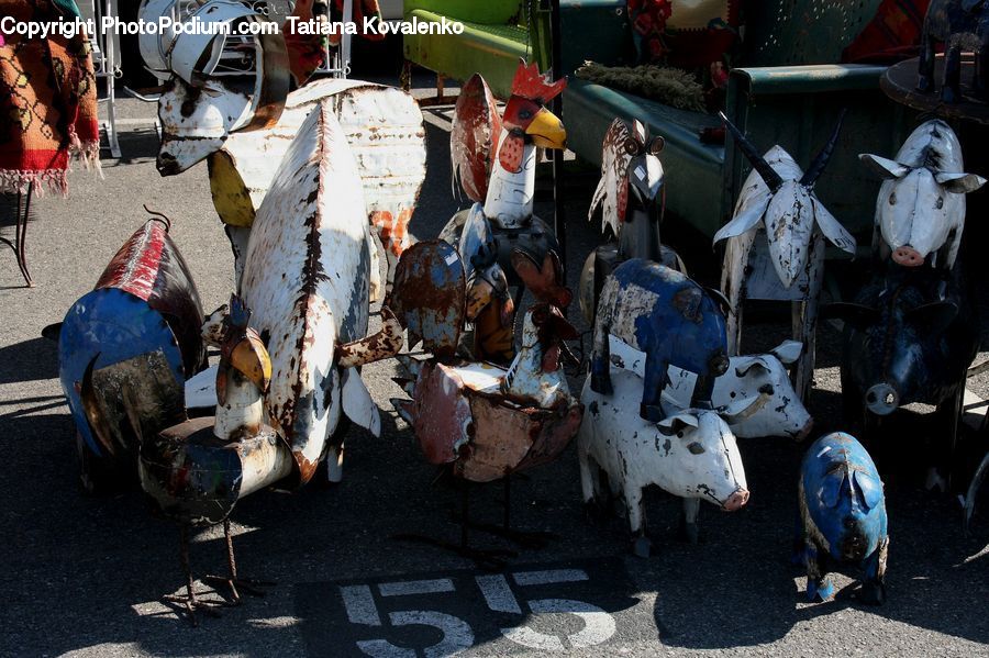 Scooter, Vehicle, Bazaar, Market, Rubble, Food