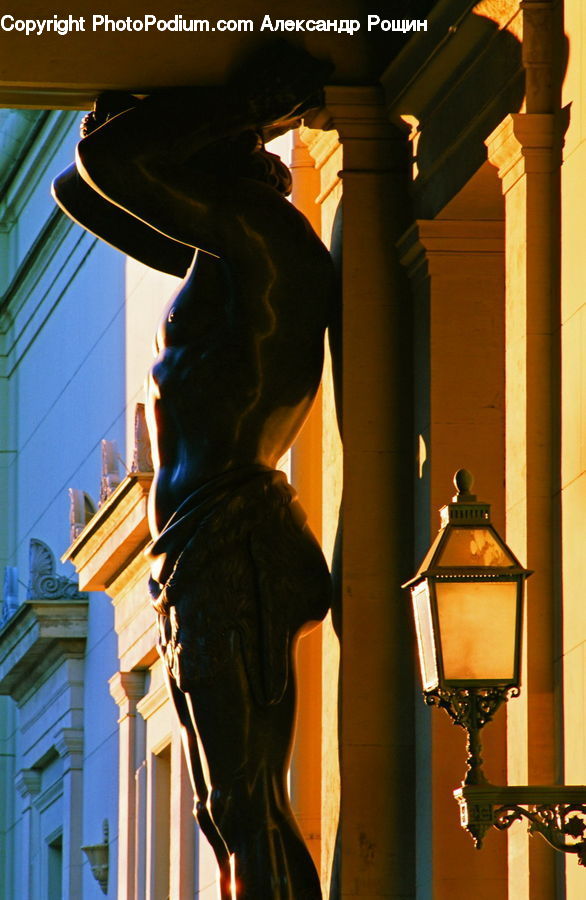 Art, Sculpture, Statue, Lantern, Gargoyle, Balcony, Column