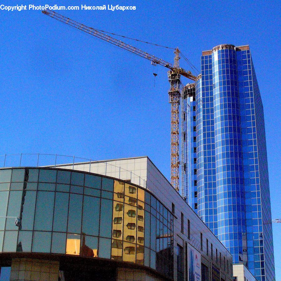 Construction, Building, City, High Rise, Housing, Constriction Crane, Office Building