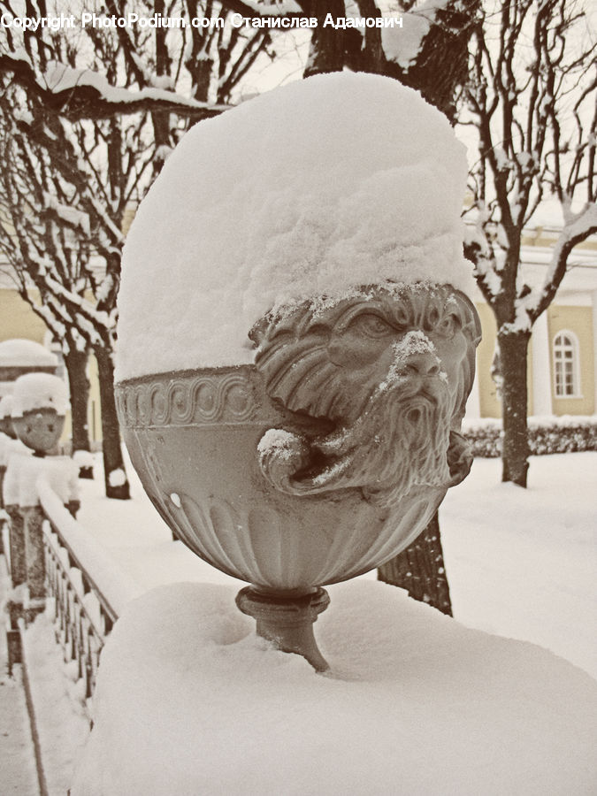 Glass, Goblet, Ice, Outdoors, Snow, Sphere, Bust