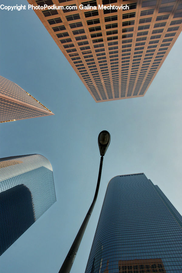 Architecture, City, Downtown, High Rise, Skyscraper, Building, Lamp Post