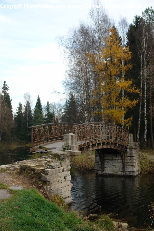 Canal, Outdoors, River, Water, Bridge, Architecture, Bench