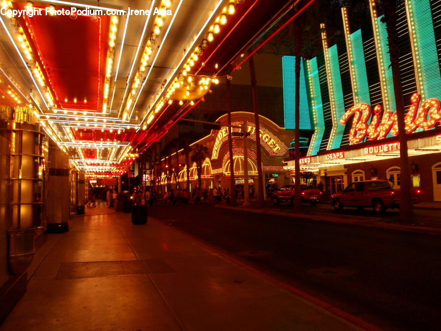 Night, Outdoors, City, Downtown, Lighting, Road, Street