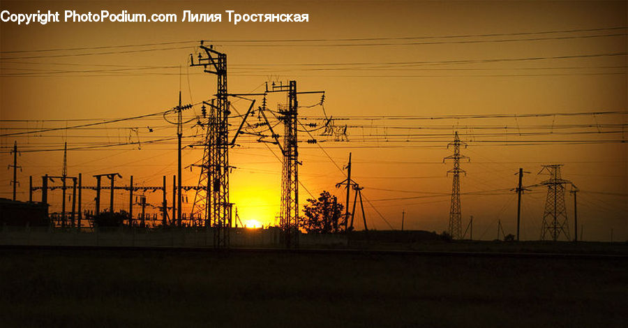 Cable, Electric Transmission Tower, Power Lines