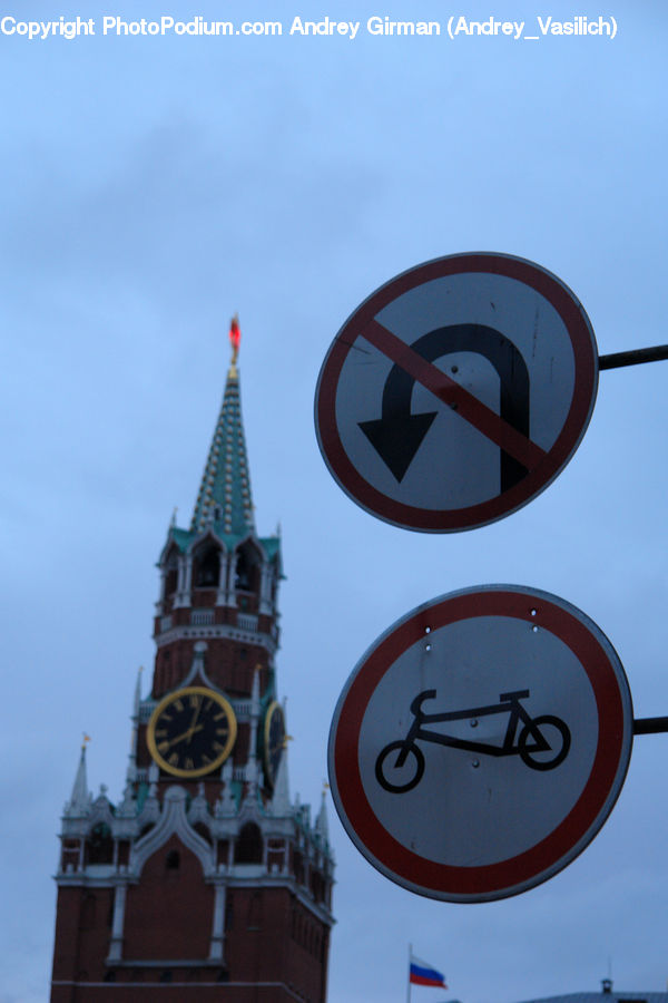 Architecture, Bell Tower, Clock Tower, Tower, Road Sign, Sign, Street Sign