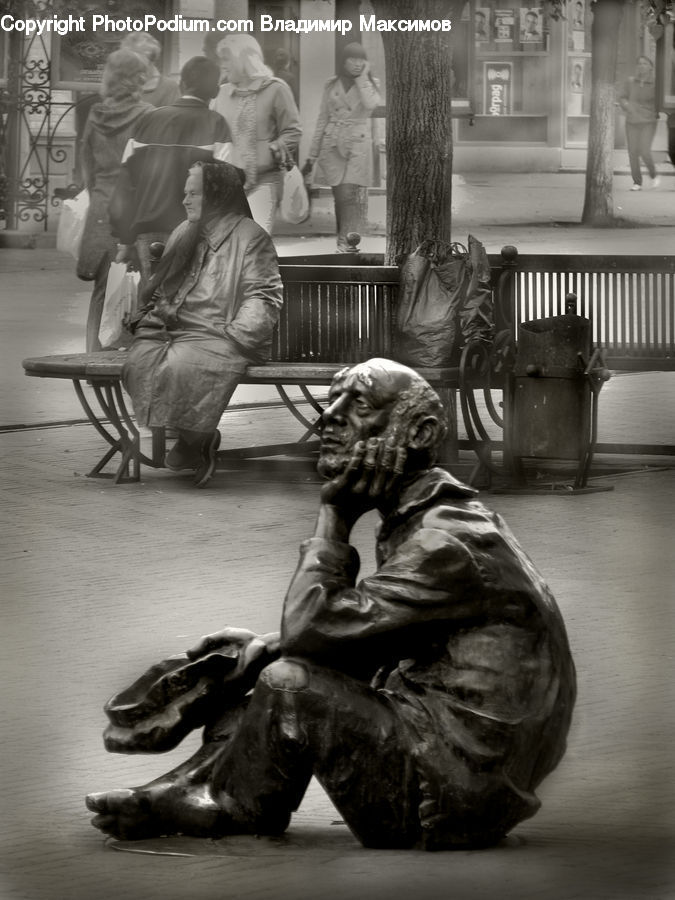 People, Person, Human, Bench, Art, Sculpture, Statue
