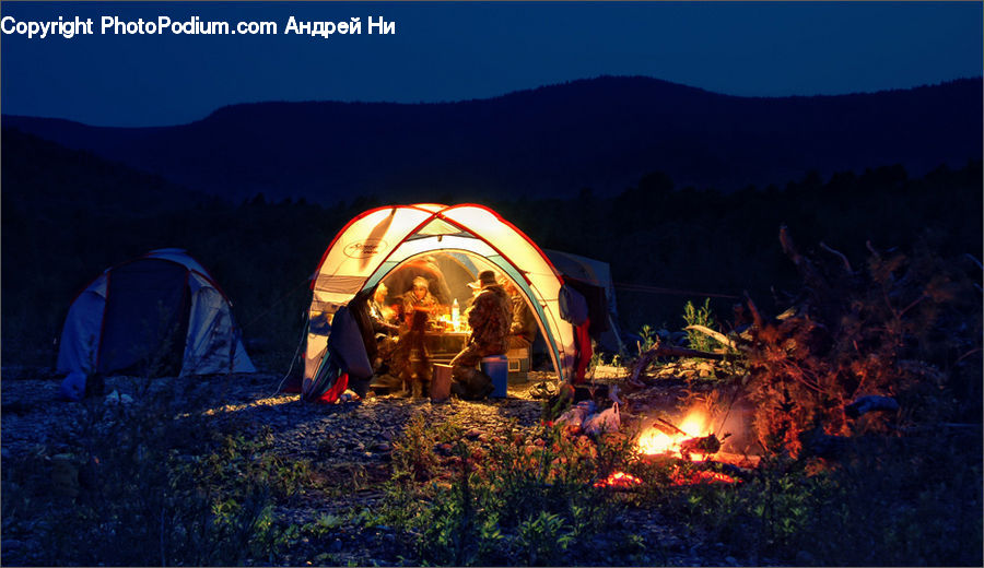 Camping, Tent, Bonfire, Campfire, Fire, Flame, Mountain Tent