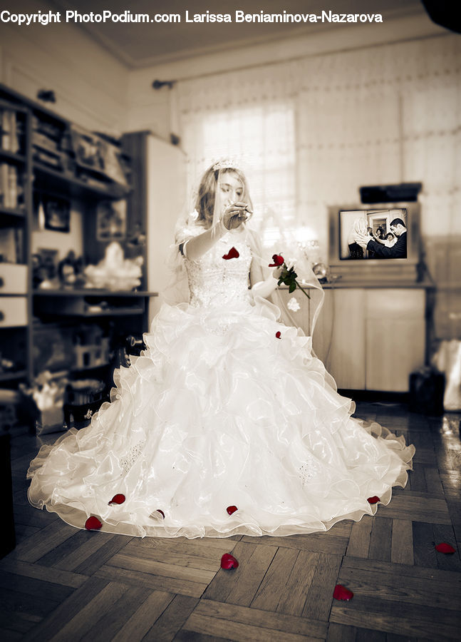 Bride, Gown, Person, Wedding, Evening Dress, Indoors, Interior Design