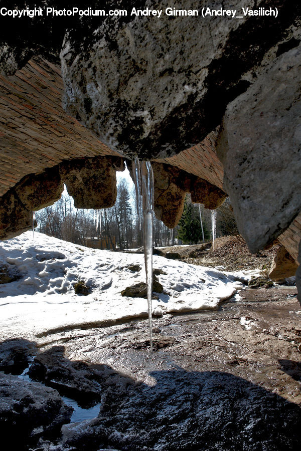 Cave, Ice, Outdoors, Snow, Icicle, Winter, Building