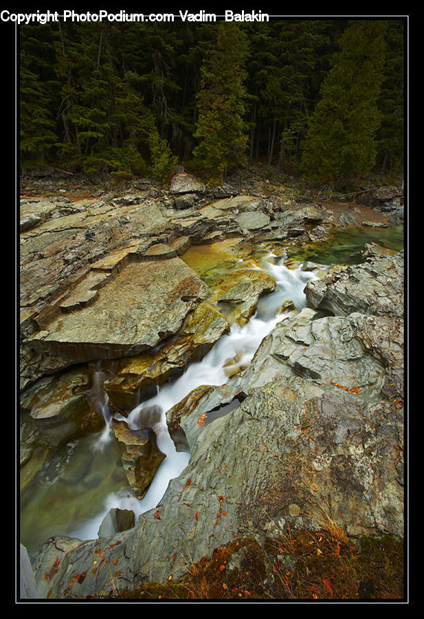 Creek, Outdoors, River, Water, Rock, Waterfall, Land