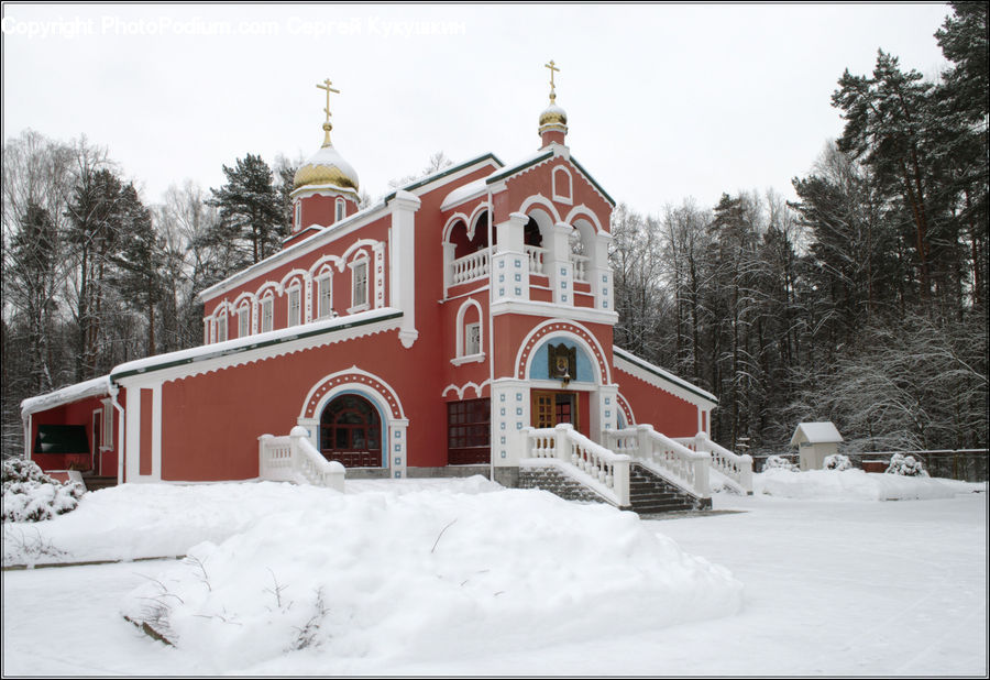 Architecture, Church, Worship, Ice, Outdoors, Snow, Building