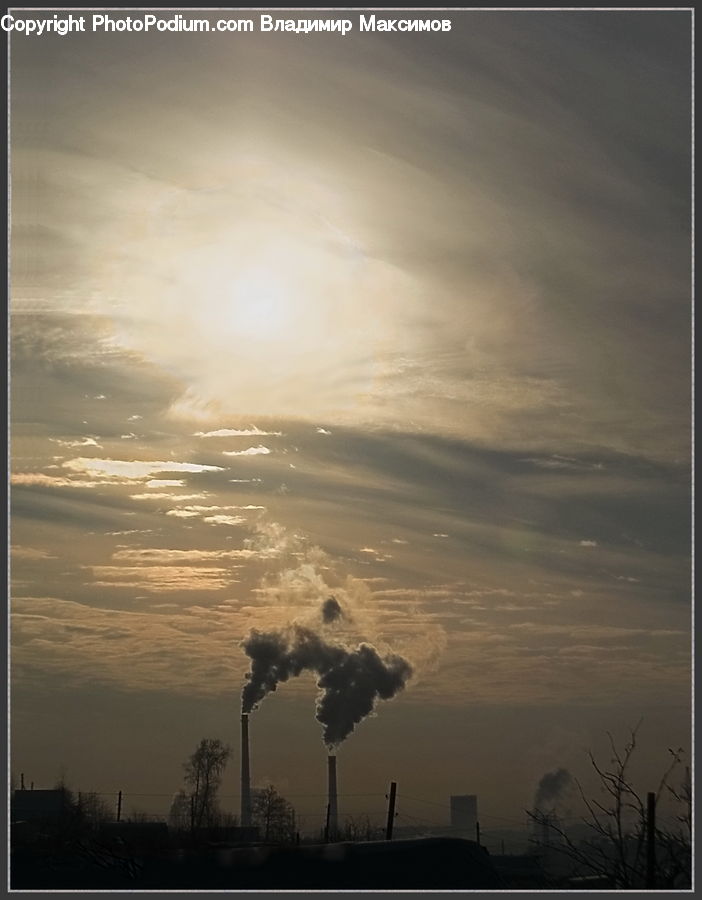 Pollution, Azure Sky, Cloud, Outdoors, Sky, Plant, Tree