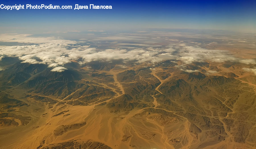 Aerial View, Mountain, Mountain Range, Outdoors, Dune, Azure Sky, Cloud
