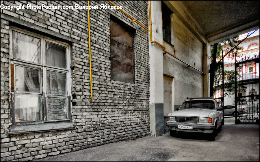 Brick, Automobile, Car, Sedan, Vehicle, Alley, Alleyway