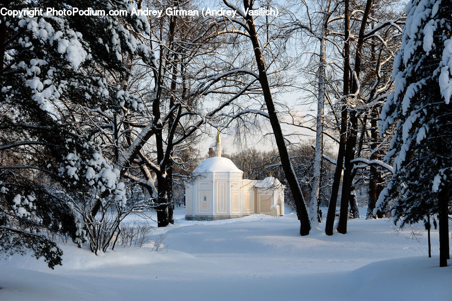 Ice, Outdoors, Snow, Architecture, Church, Worship, Oak