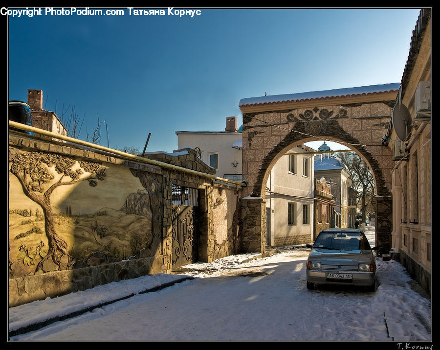 Automobile, Car, Vehicle, Ice, Outdoors, Snow, Architecture