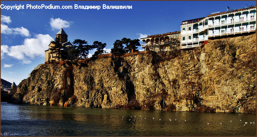 Cliff, Outdoors, Architecture, Castle, Fort, Coast, Sea