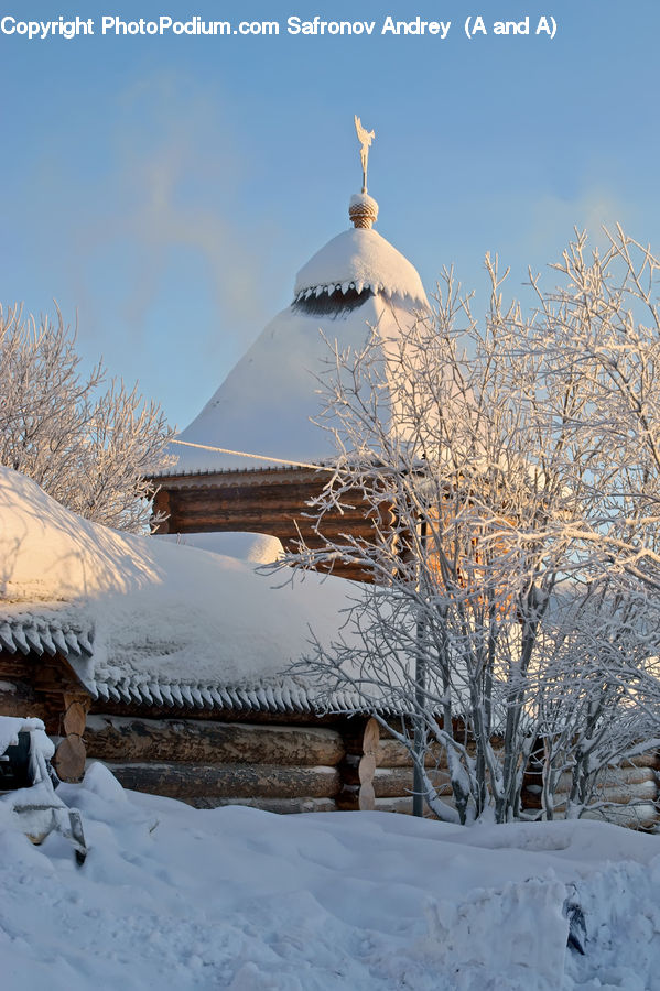 Ice, Outdoors, Snow, Architecture, Dome, Mosque, Worship