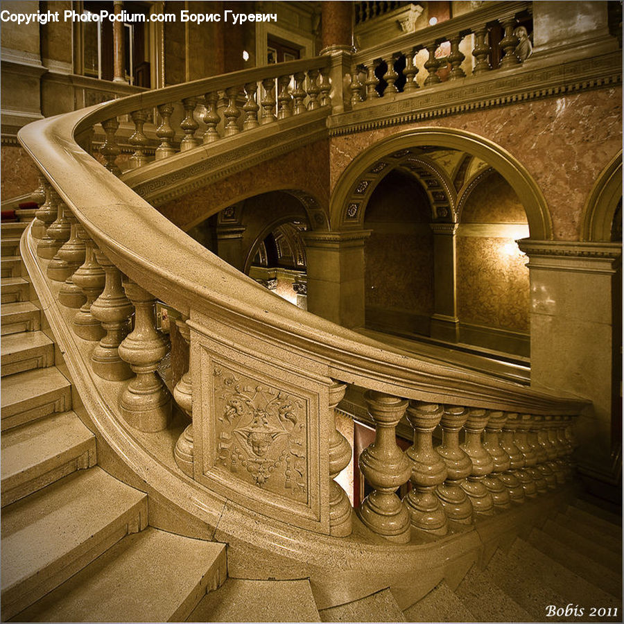 Banister, Handrail, Staircase, Building, Architecture, Crypt, Furniture
