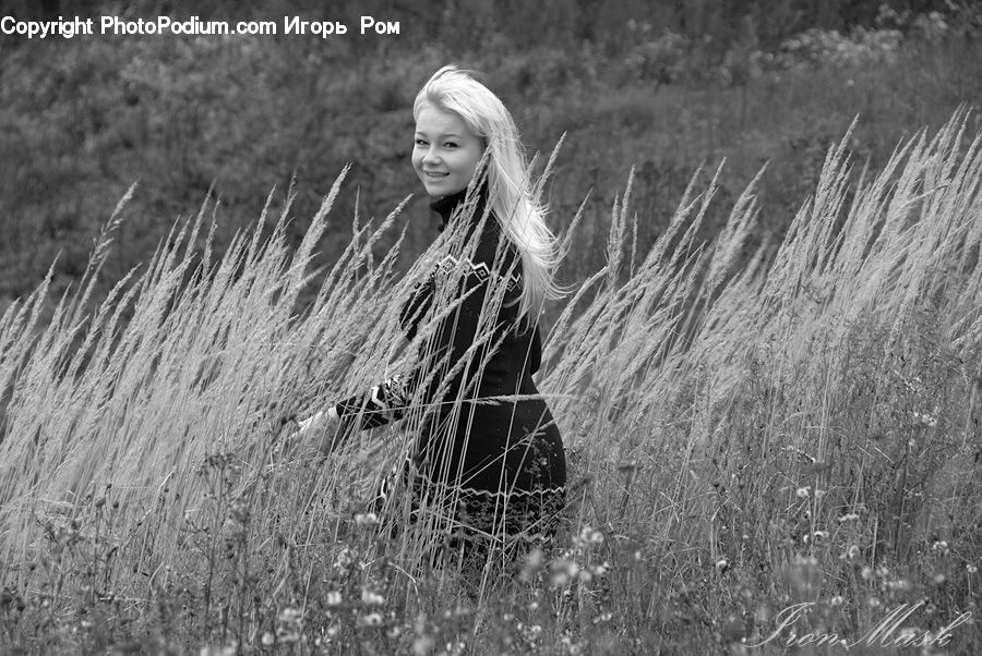 Blonde, Female, Person, Woman, Grass, Plant, Reed