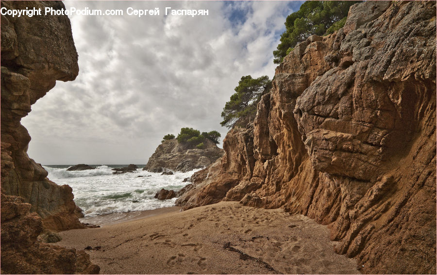 Cliff, Outdoors, Coast, Cove, Sea, Water, Beach