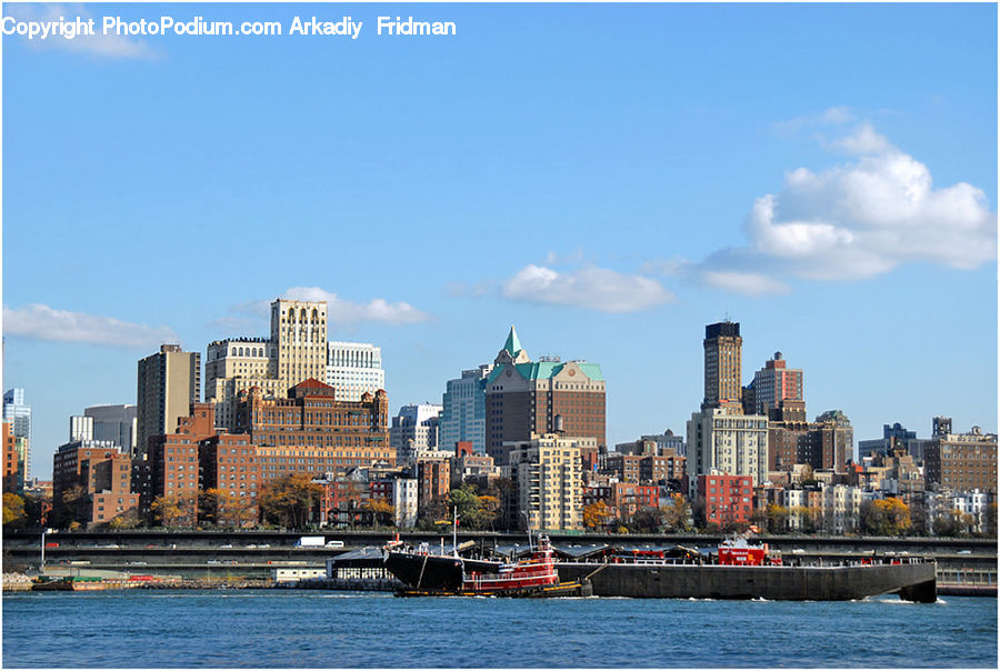 Boat, Watercraft, City, Downtown, Metropolis, Urban, Building