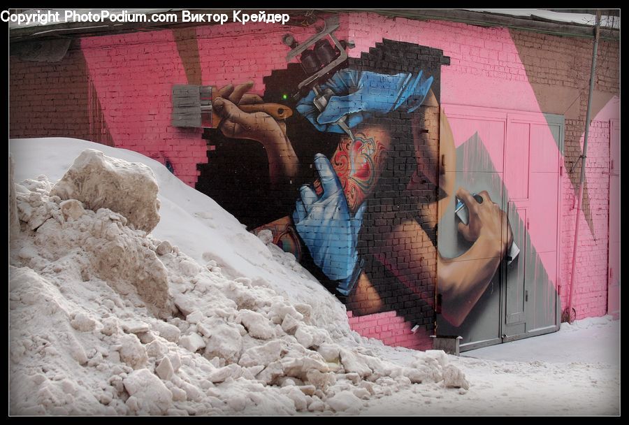 Art, Graffiti, Mural, Wall, Ice, Outdoors, Snow