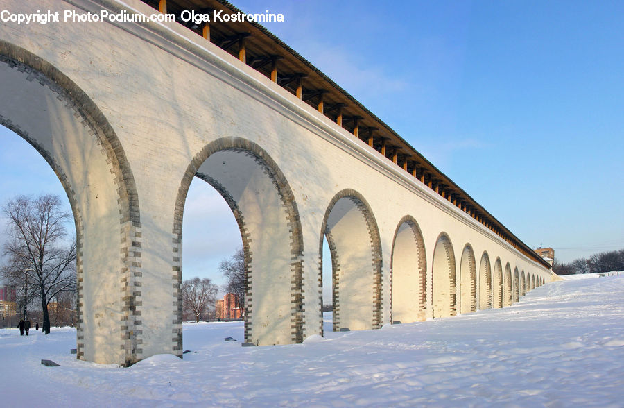 Bridge, Viaduct, Arch, Ice, Outdoors, Snow, Building