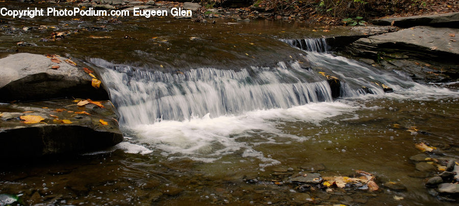 Creek, Outdoors, River, Water, Waterfall, Rock, Coast