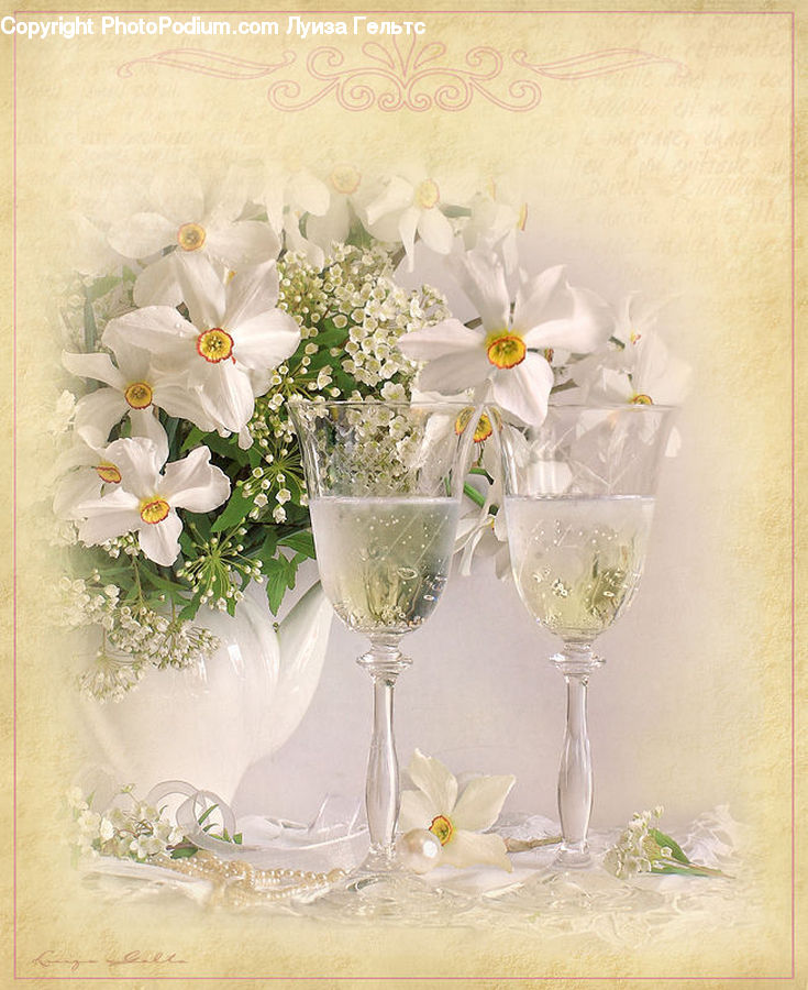 Glass, Goblet, Blossom, Flower, Lilac, Plant, Floral Design