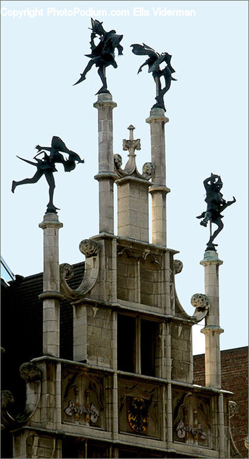 Lamp Post, Pole, Art, Gargoyle, Statue, Architecture, Housing