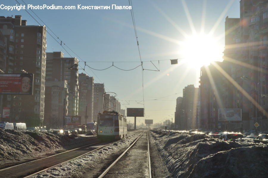 Flare, Light, Sunlight, Rail, Train Track, Freight Car, Shipping Container