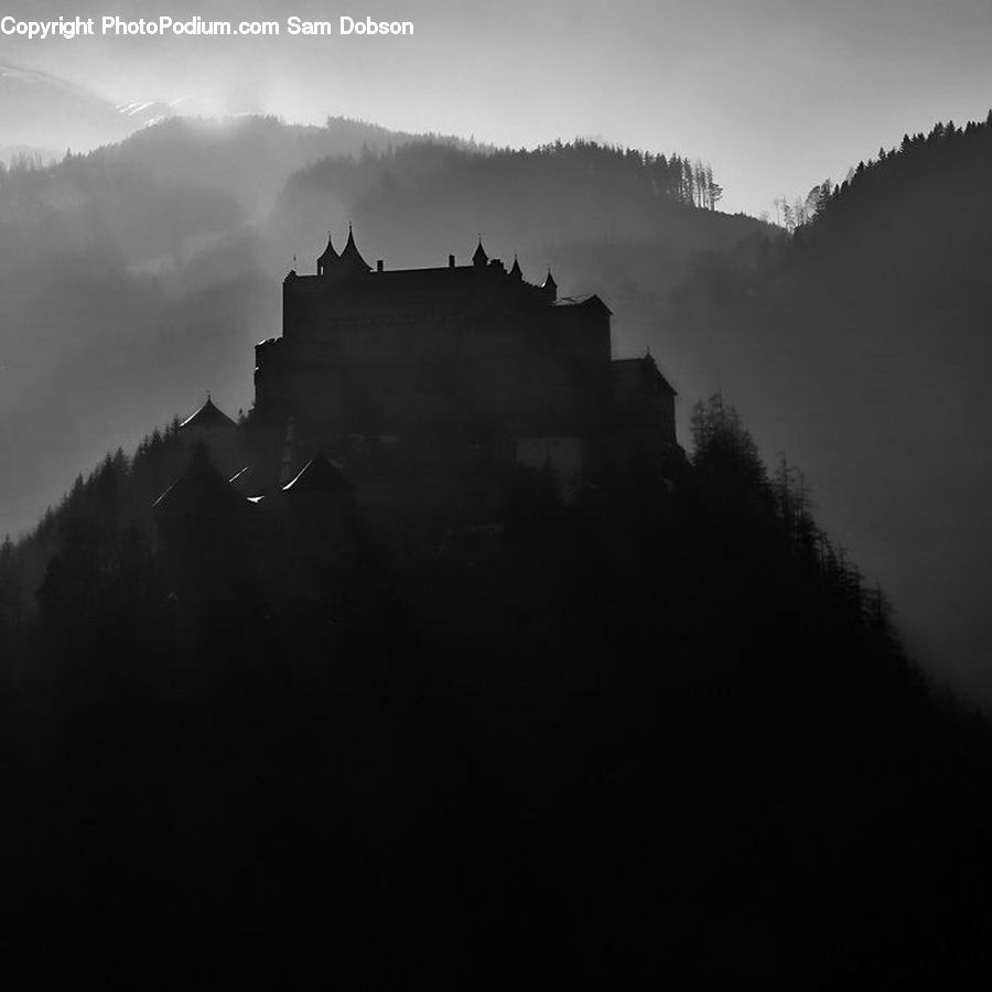 Architecture, Castle, Fort, Silhouette, Alps, Crest, Mountain