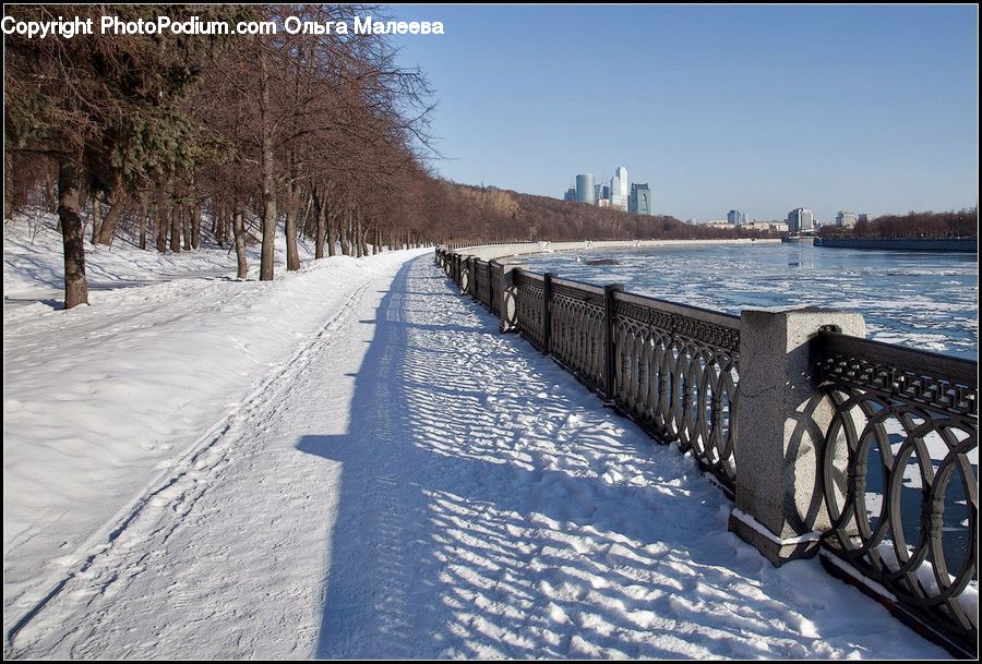 Boardwalk, Deck, Path, Sidewalk, Walkway, Railing, Landscape