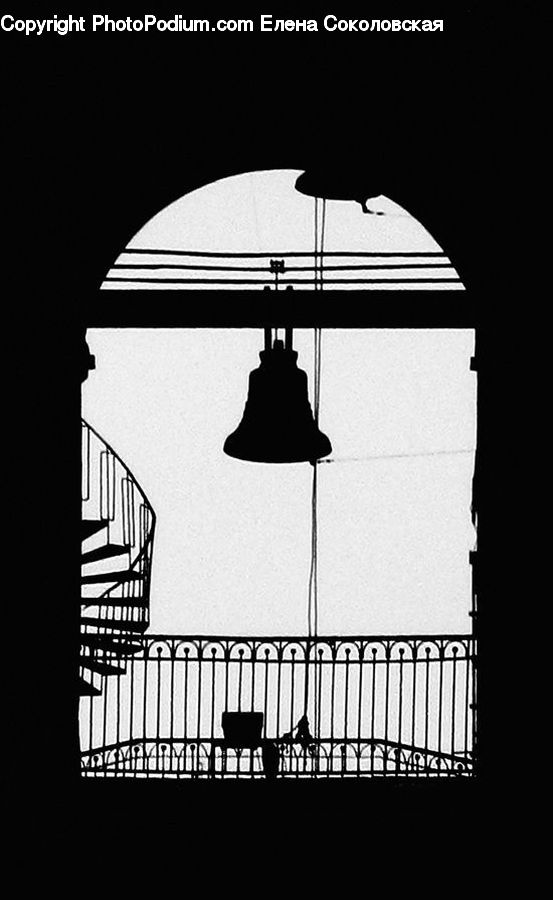 Chime, Windchime, Silhouette, Banister, Handrail, Lamp, Architecture