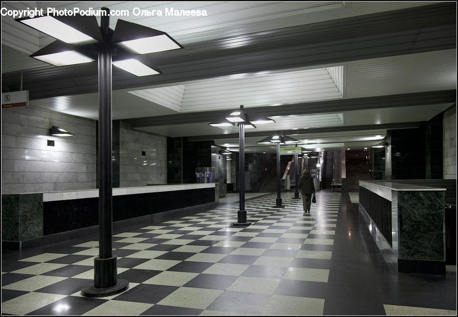 Corridor, Floor, Flooring, Bench, Lighting, Subway, Train